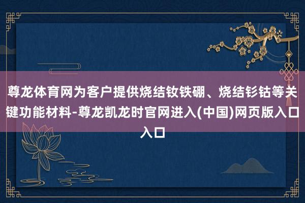 尊龙体育网为客户提供烧结钕铁硼、烧结钐钴等关键功能材料-尊龙凯龙时官网进入(中国)网页版入口