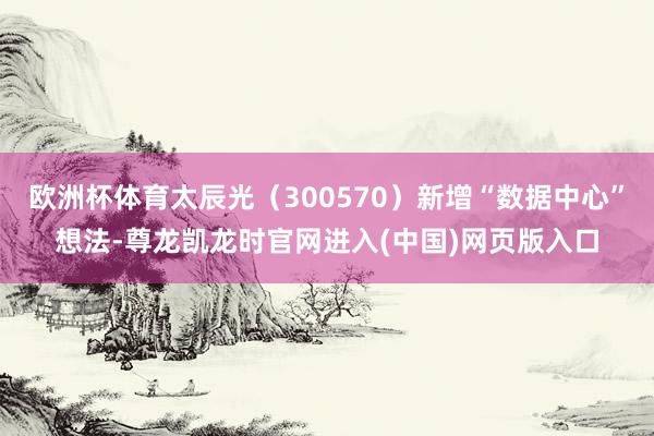 欧洲杯体育太辰光（300570）新增“数据中心”想法-尊龙凯龙时官网进入(中国)网页版入口