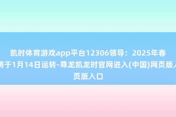凯时体育游戏app平台12306领导：2025年春运将于1月14日运转-尊龙凯龙时官网进入(中国)网页版入口